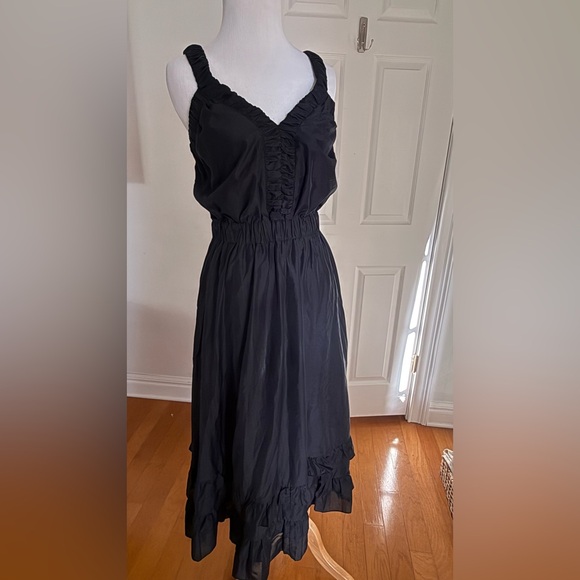 Endless Rose Black Ruffled Midi Dress Medium - Picture 2 of 7